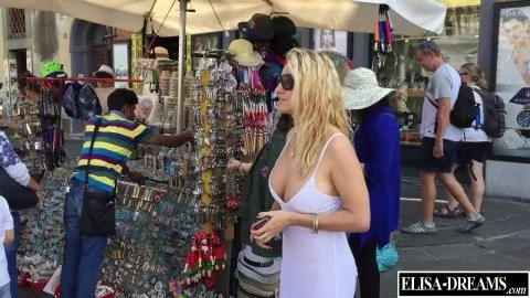 Elisa Dreams -  Flashing Naked Under My Transparent Dress In Pisa