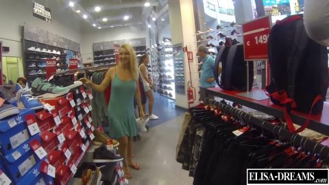 Elisa Dreams -  Flashing Nude Under A Transparent Dress In A Shopping Center