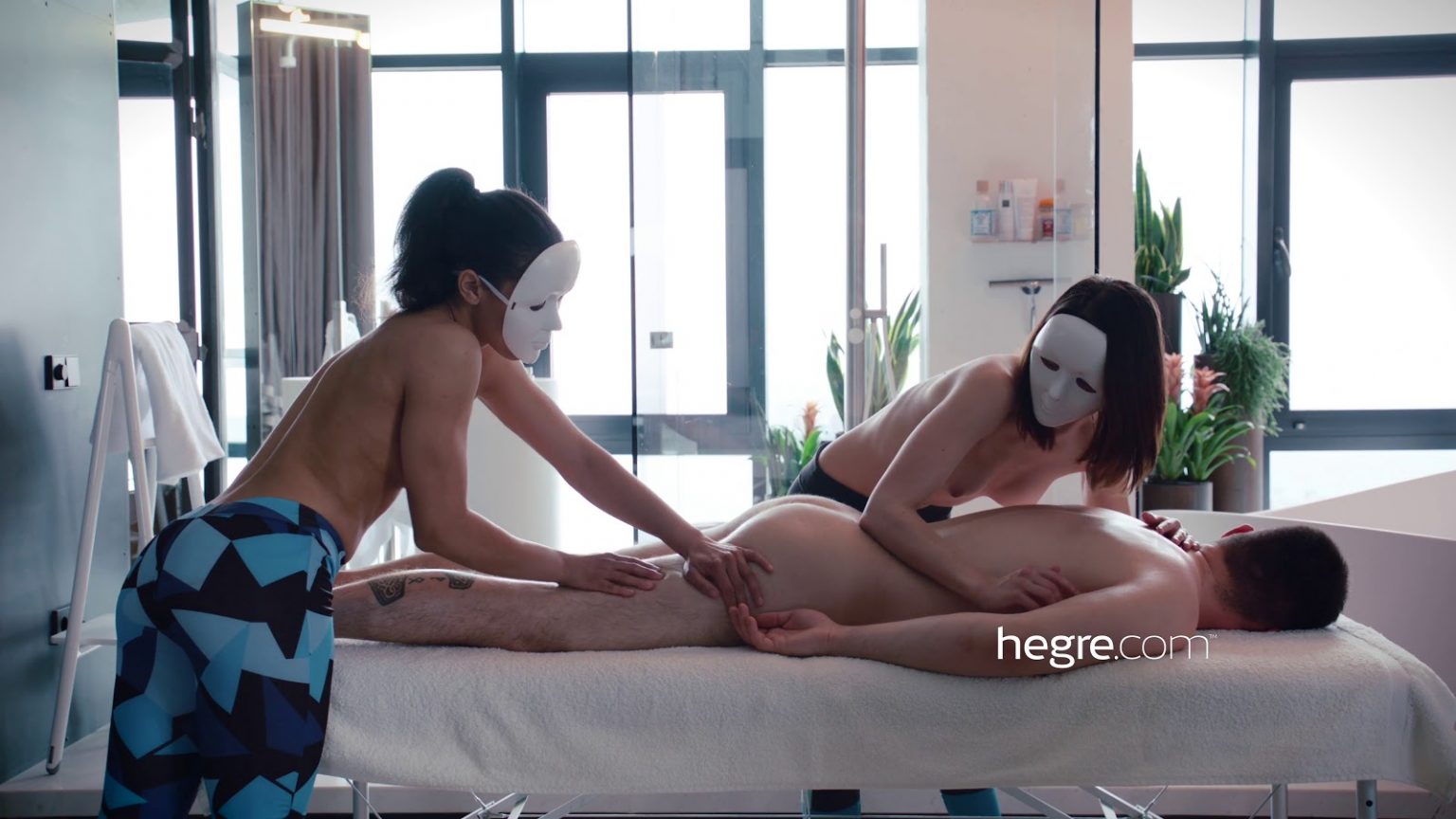 Hegre Massage Films - four hands masked lingam massage.
